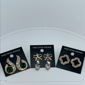 Saks Fifth Avenue Gold and Silver Earring Trio